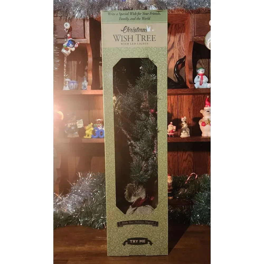 Vintage Pre-Lit Artificial Mini Tabletop Wishing Christmas Tree with LED‎ Lights